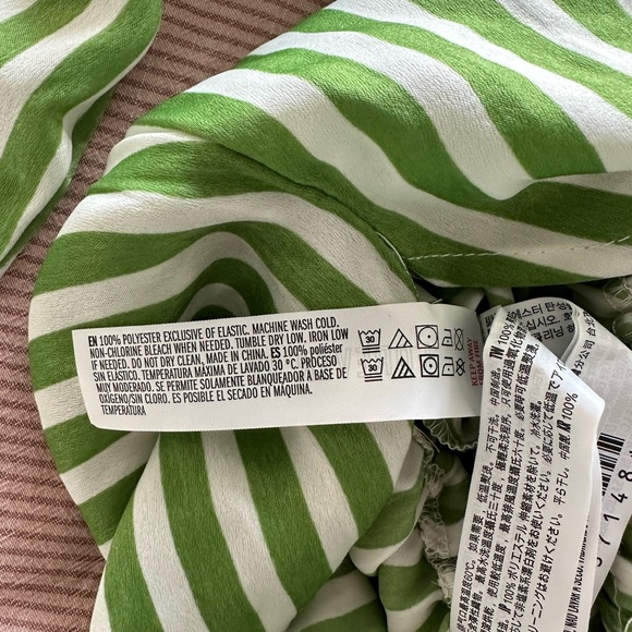 forever21 green/white long sleeve shirt style romper - Picture 4 of 4